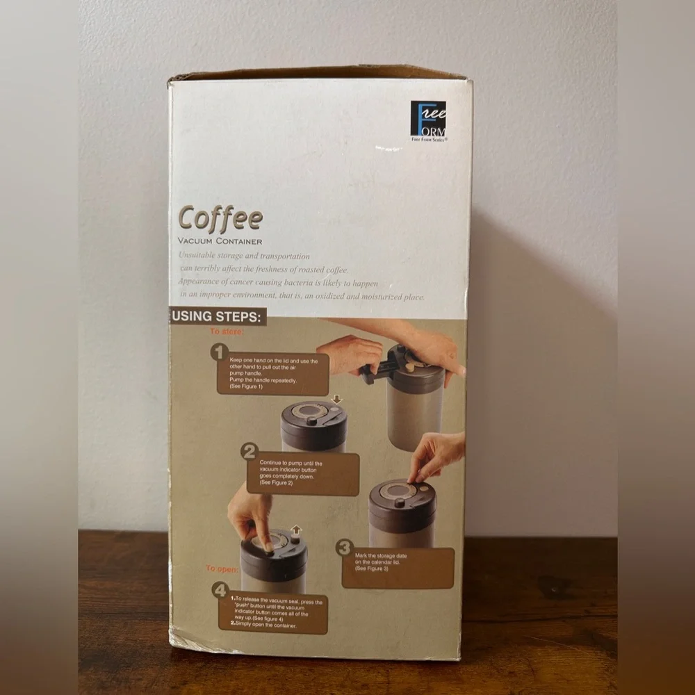 VTG Free Form 4-Piece Coffee Vacuum Container Set - Model CAFE-1401 - Brown/Gold
